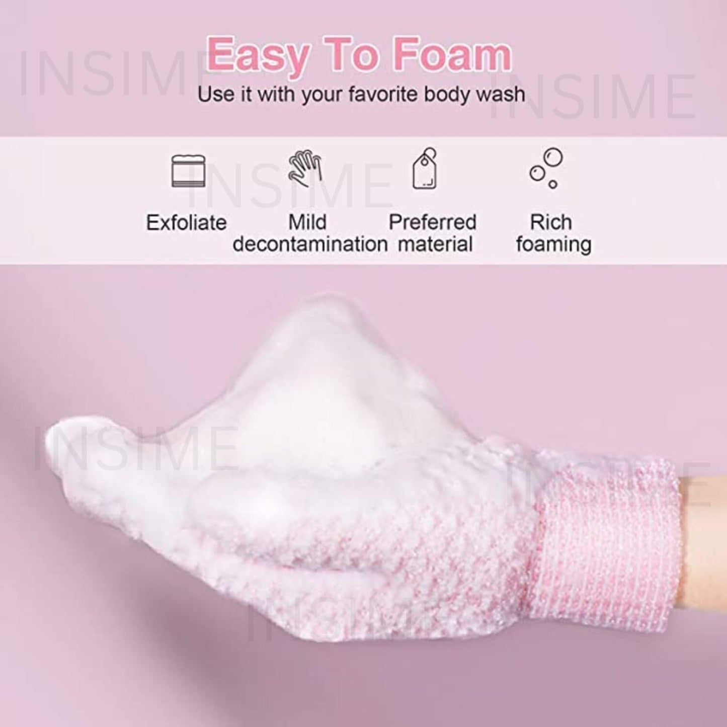 2 Pairs Exfoliating Shower Gloves - Dual Texture Body Scrubber