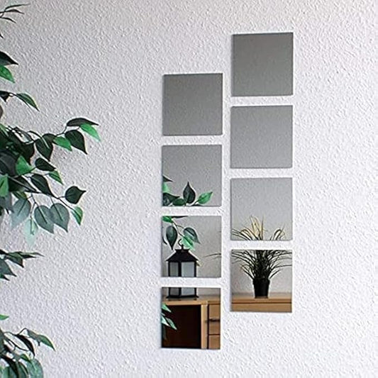 Acrylic Wall Mirror Sticker - Silver Finish - 15x15 cm - Shatter-Proof Decorative Wall Art
