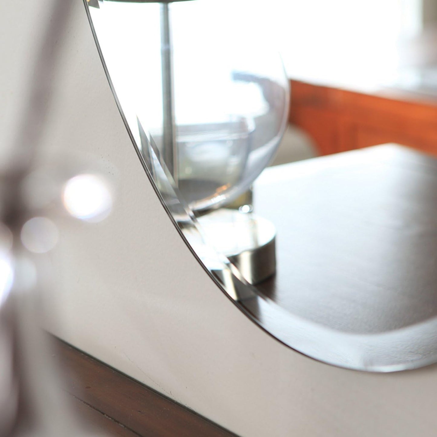 Oval Frameless Bathroom Mirror Beveled Edges Silver 18 x 24 Inch