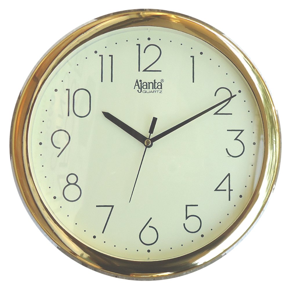 Ajanta Analog Wall Clock 26cm Ivory Plastic with Battery