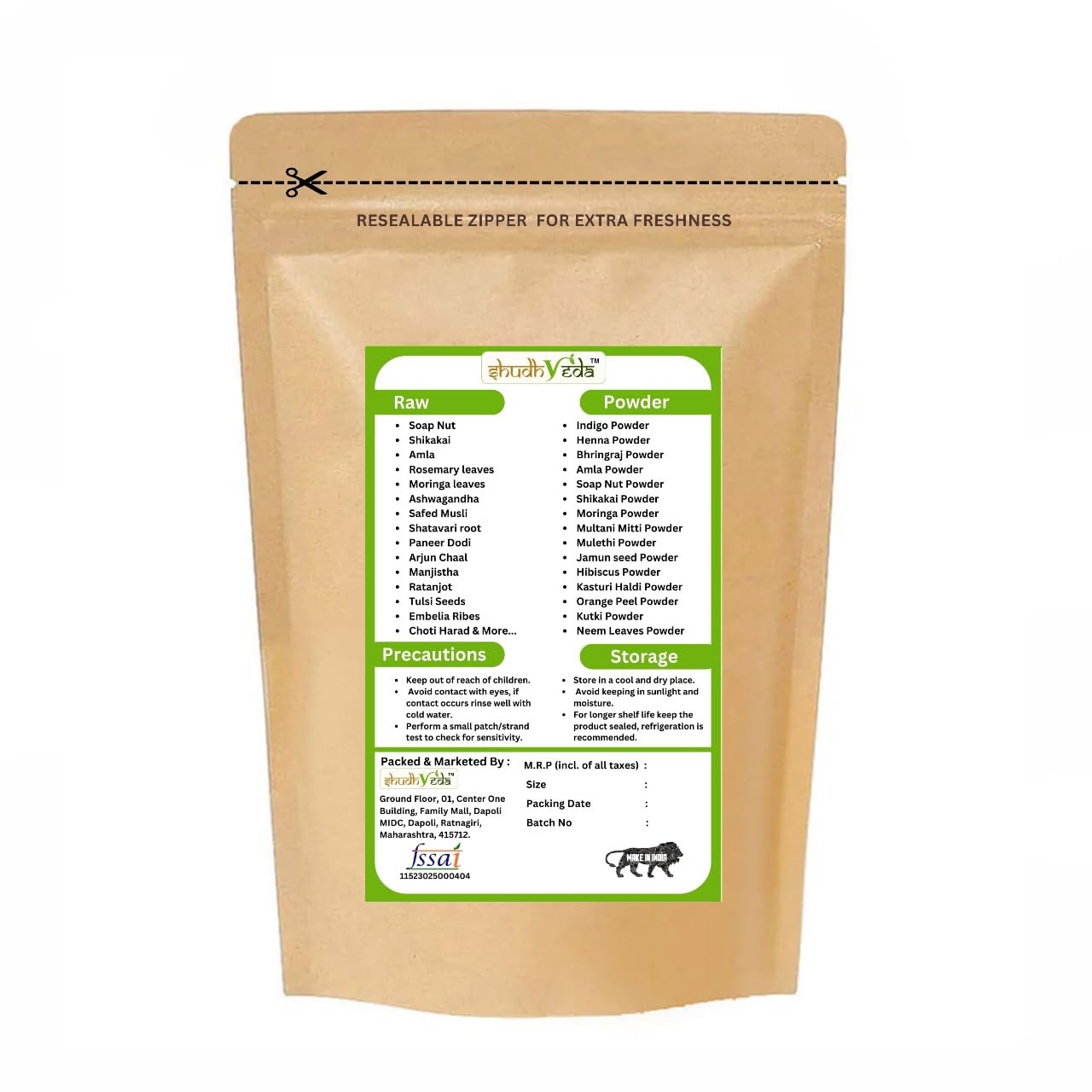 Organic Amla, Reetha & Shikakai Powder - 3-in-1 Hair Care