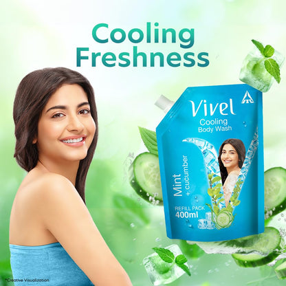 Cooling Mint & Cucumber Body Wash - 400 ml Refill Pouch