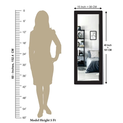 Framed Rectangular Wall Mirror with MDF Wood Frame - 15x40 inch - Classic Black