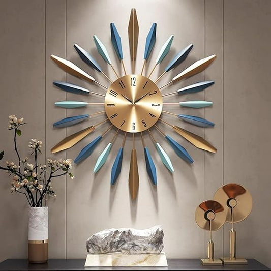 GREEN TECH Multicolor Large Multicolor Round Analog Wall Clock Metal Decorative, Silent Non-Ticking Big Clocks, Modern Home Decorations for Living Room, Bedroom, Office (30X30 Inch)