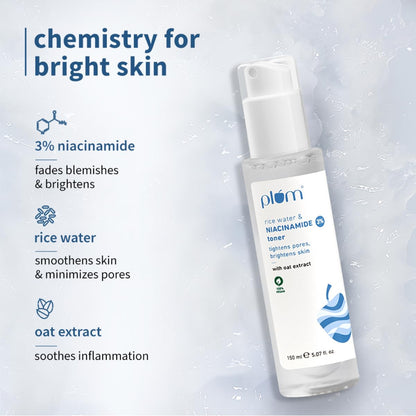 3% Niacinamide Rice Water Toner 150ml | Alcohol-Free, Pore Tightening