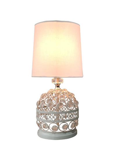 Table Lamp Modern Minimalist White Fabric Shade 15x15x34cm