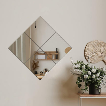 Frameless Full Length Mirror Tiles - Acrylic, Rectangular, 13.7x12 Inch, Pack of 8