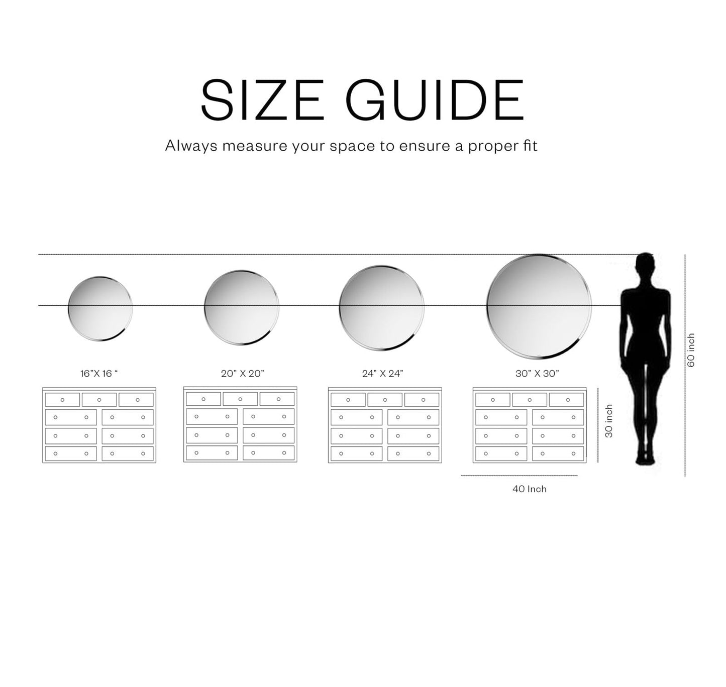 Round Wall Mirror with Gold Frame - 16 Inch - Elegant Design for Living Room, Bathroom, Hall