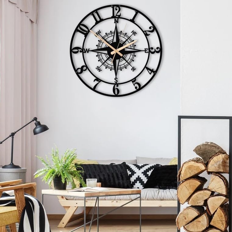 Metal Analog Wall Clock 40cm Matte Black with Classic Numerals