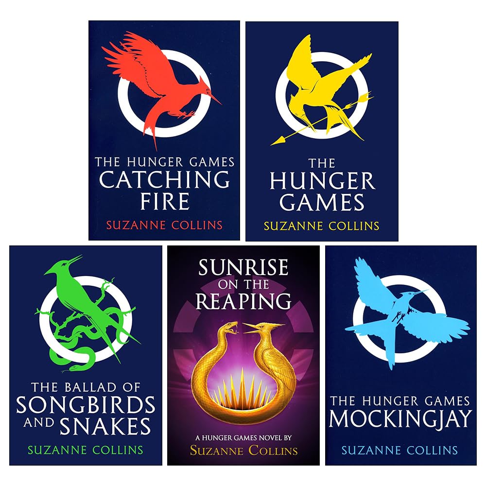 The Hunger Games 5 Books Collection Set By Suzanne Collins(The Ballad of Songbirds and Snakes, The Hunger Games, Catching Fire, Mockingjay & Sunrise on the Reaping)