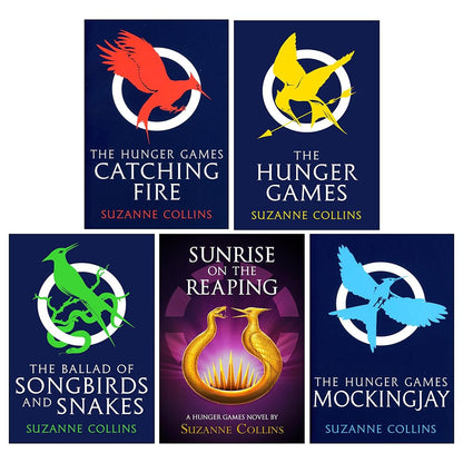 The Hunger Games 5 Books Collection Set By Suzanne Collins(The Ballad of Songbirds and Snakes, The Hunger Games, Catching Fire, Mockingjay & Sunrise on the Reaping)