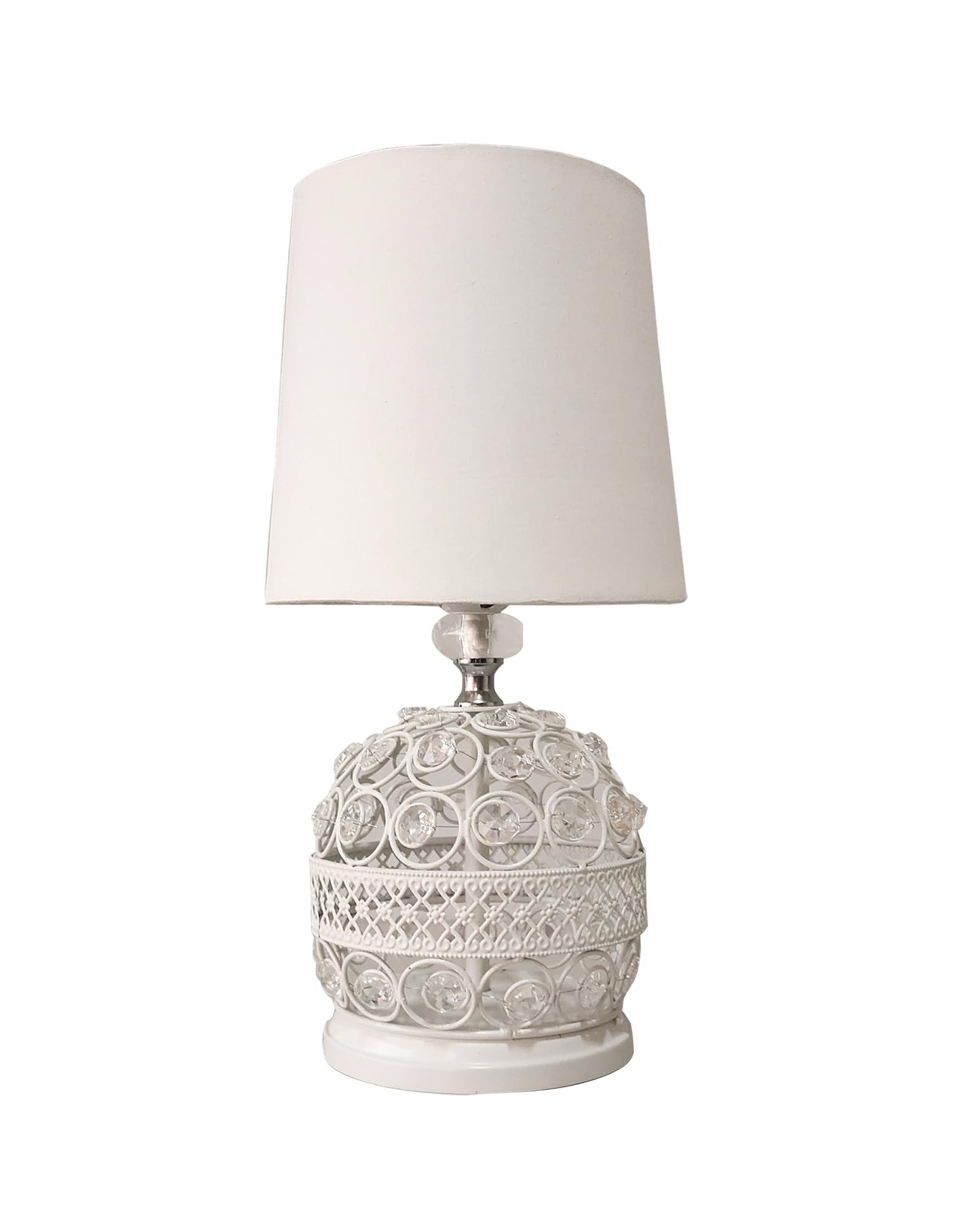 Table Lamp Modern Minimalist White Fabric Shade 15x15x34cm