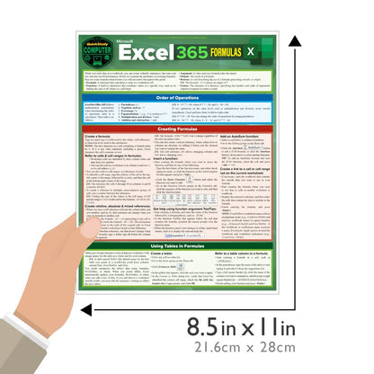 Microsoft Excel 365 Formulas QuickStudy Laminated Reference Guide