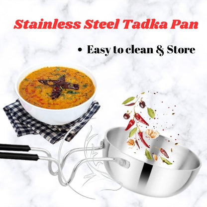 THE COOK HOUSE - Stainless Steel Tadka Pan with Balance Design PVC Handle(250 ML)