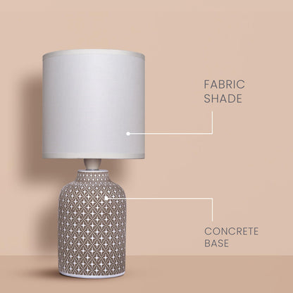 Table Lamp with Off-White Fabric Shade and Concrete Base - 32 cm Height - Includes 5W LED Bulb
