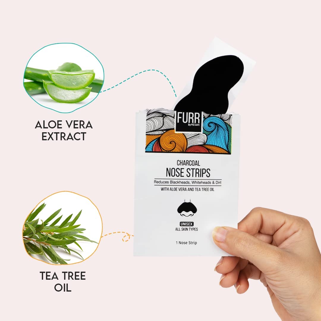 Charcoal Nose Strips with Aloe & Tea Tree Oil - Pack of 6