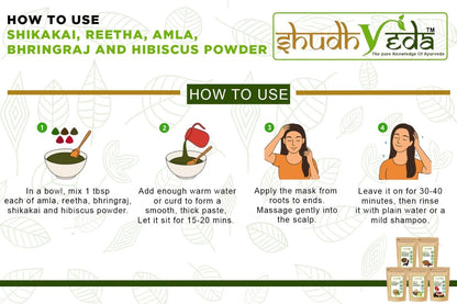 Organic Hair Care Powder Combo - Amla, Reetha, Shikakai & Hibiscus - 150g
