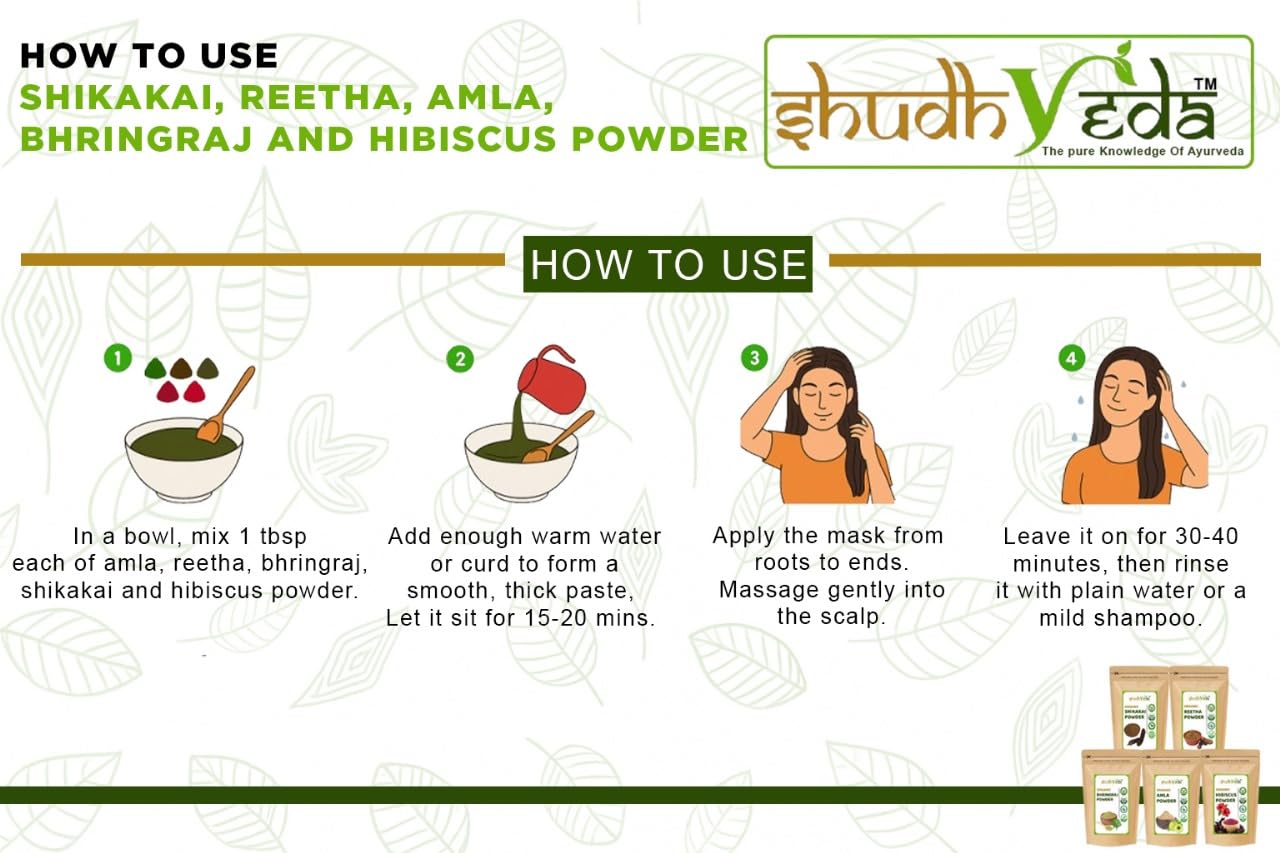 Organic Amla, Reetha & Shikakai Powder - 3-in-1 Hair Care