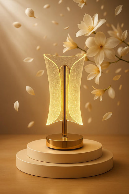 LED Table Lamp with Touch Control, Gold Finish, Crystal Detailing, USB Rechargeable