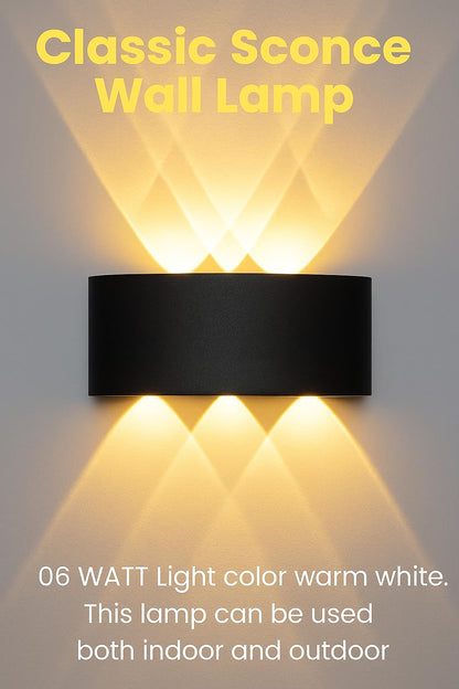 LED Wall Light Sconce Curved Design Black Die-Cast Aluminum 06 Watts Warm White