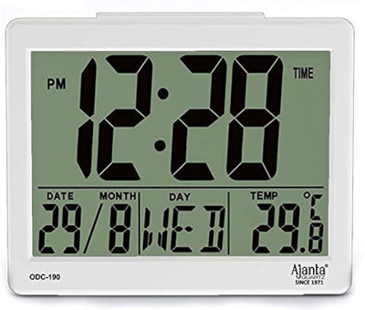 Digital Alarm Clock with Timer Function, 8 x 7 x 3.5 cm, White Plastic