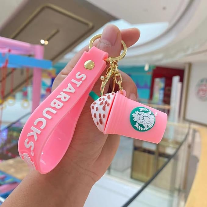 Star Bucks Coffee Mug Pink Keychain | Silicone Lanyard | Premium | Model 2 |
