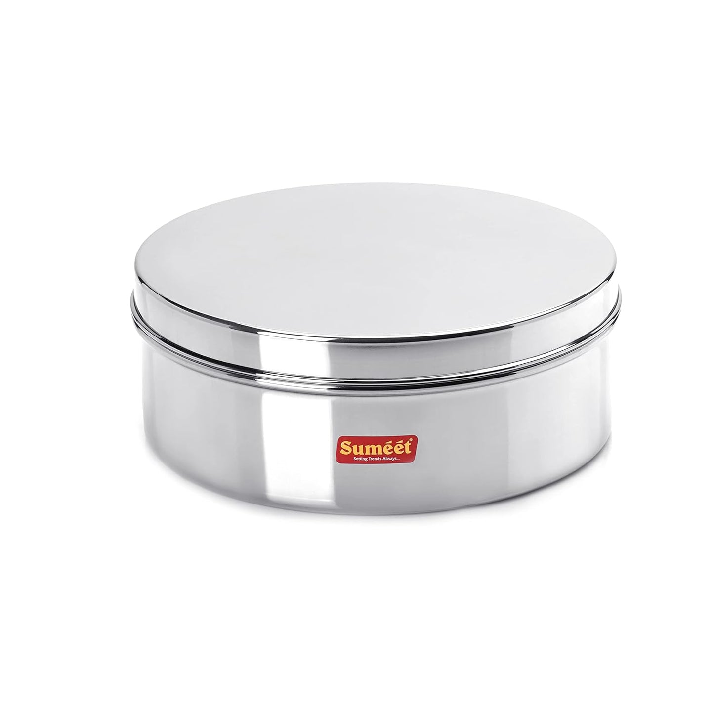 Sumeet Stainless Steel Flat Canister/Storage Container (1.2Ltr) (17Cm)