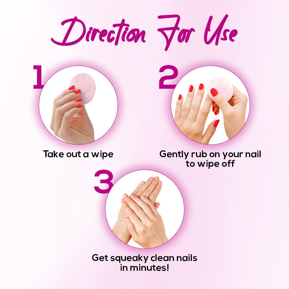 Nail Polish Remover Wipes, Acetone-Free, Vitamin E, 50 Count