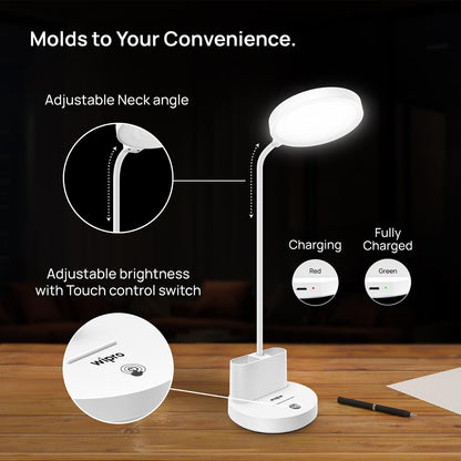 LED Table Lamp with Adjustable Light Head and USB-C Charging - 5W, Flexible Design, Modern Style