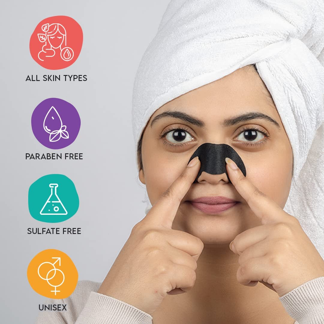 Charcoal Nose Strips with Aloe & Tea Tree Oil - Pack of 6