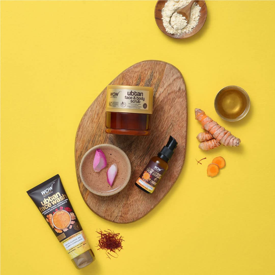 Ubtan Glowing Skin Gift Kit: Face Wash, Serum, Scrub Set