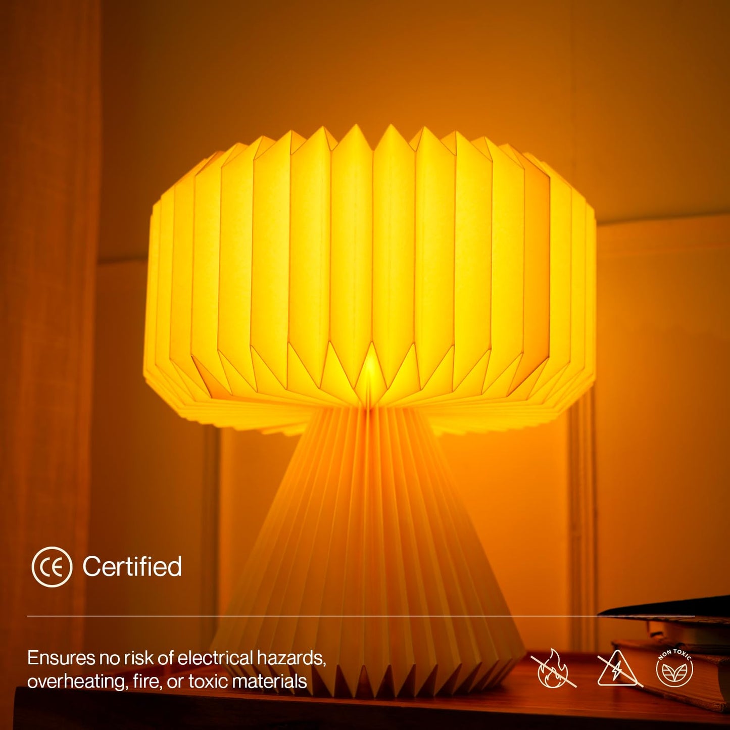 Table Lamp Origami Design Laminated Paper 32 cm Tall Dust and Water Resistant