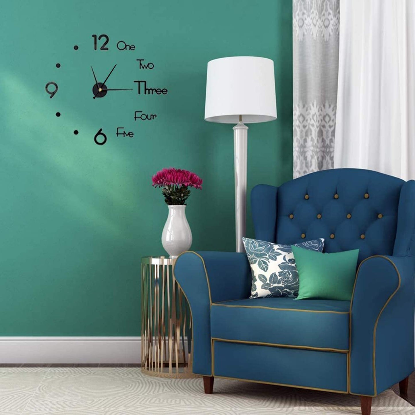 DIY 3D Wall Clock - Non-Ticking Frameless Analog Clock, Black, Adjustable Size 25-50 cm