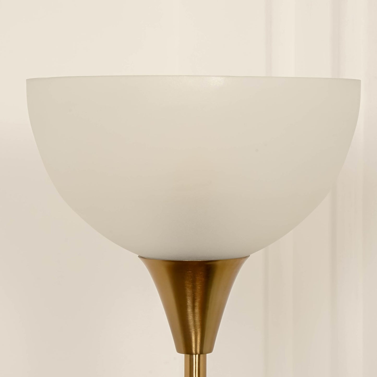 Uplighter Floor Lamp with Frosted Glass Shade and Hidden Wiring - Antique Brass Finish - Modern Design for Living Room