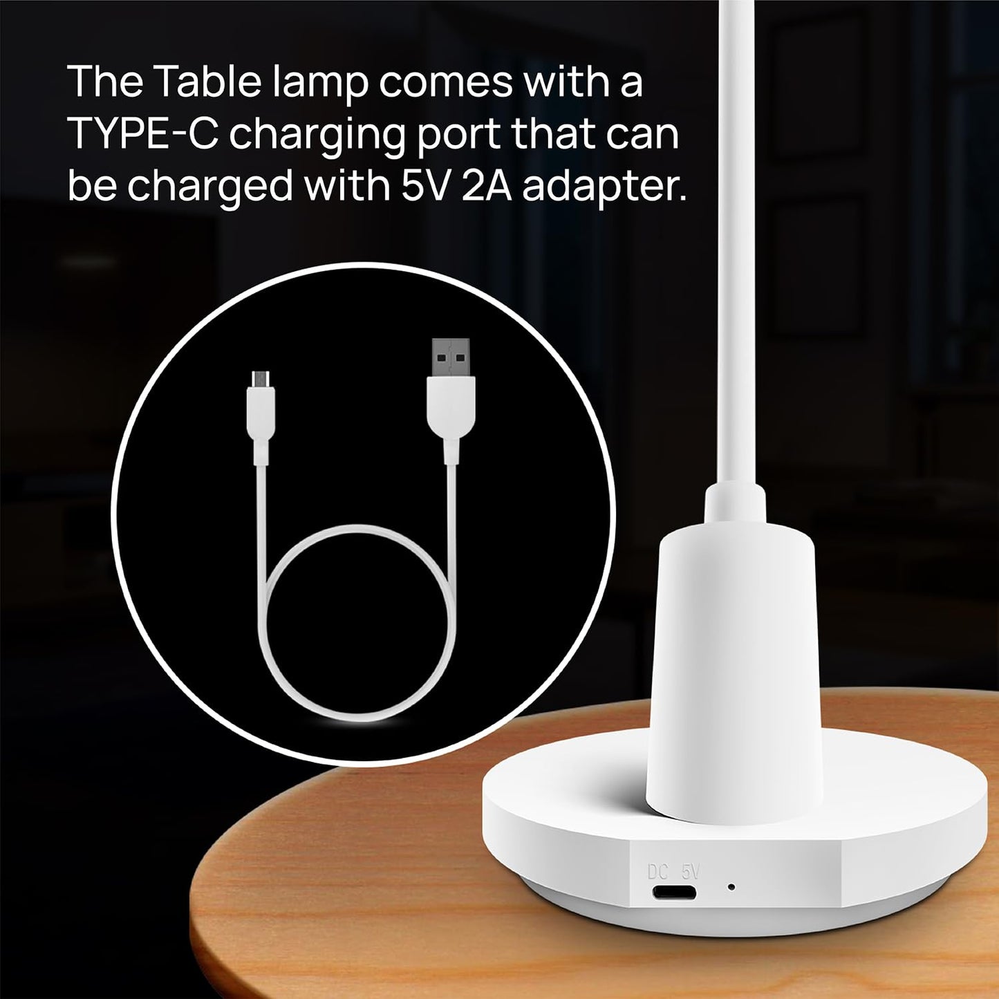 LED Table Lamp with 3 Color Modes and Touch Control - 8W Portable Desk Lamp - Adjustable Design