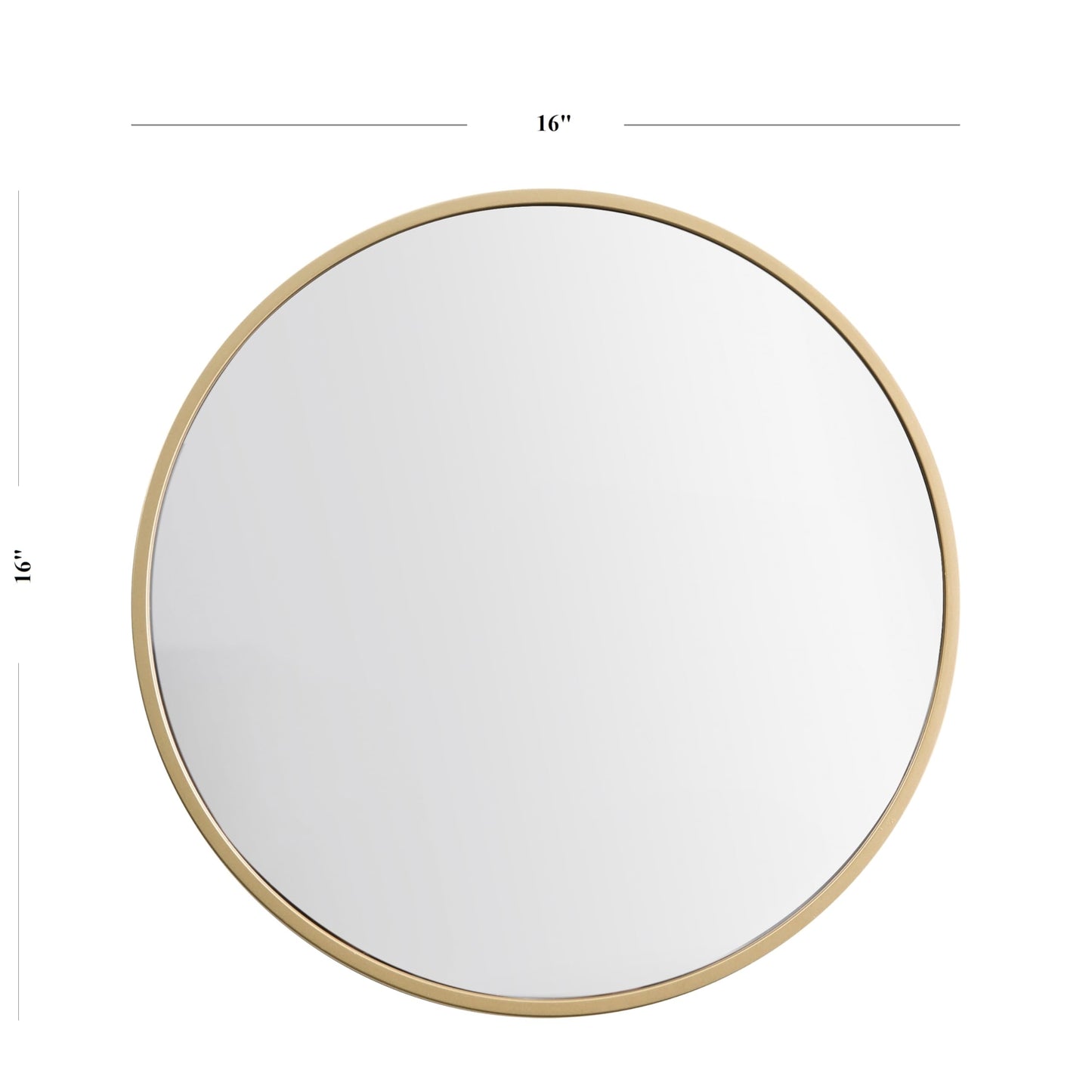 Round Wall Mirror - HD Clear Image - Gold - 16 Inch - Metal Frame - Easy Installation