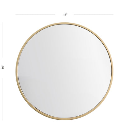 Round Wall Mirror - HD Clear Image - Gold - 16 Inch - Metal Frame - Easy Installation