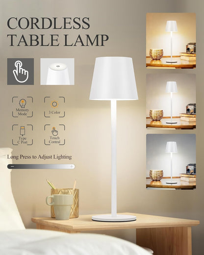 LED Floor Lamp with Adjustable Brightness - White Fabric Shade - Modern Minimalist Design - Tall Space-Saving Lamp