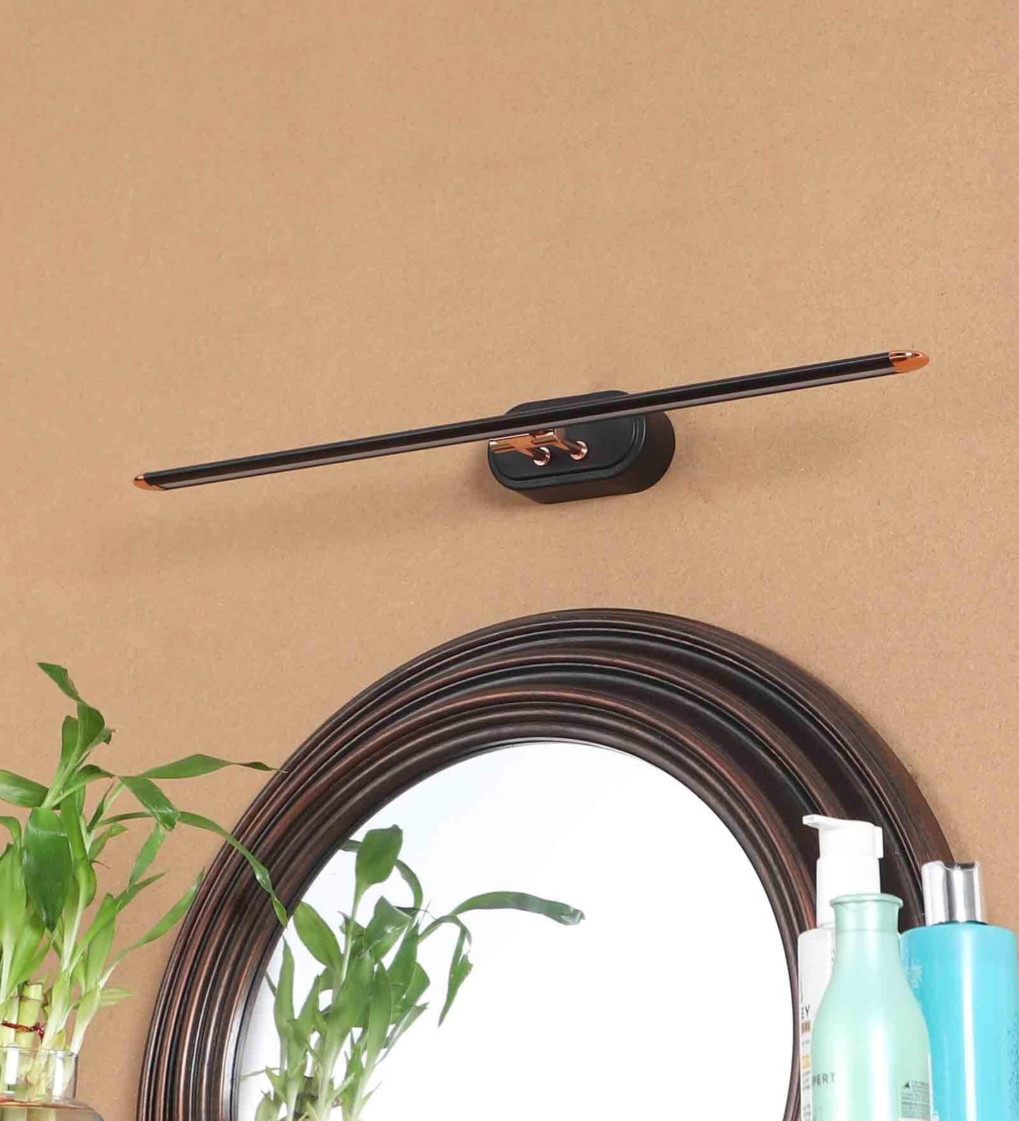 LED Wall Light with Color Changing Feature Black Rose Gold Finish 33cm