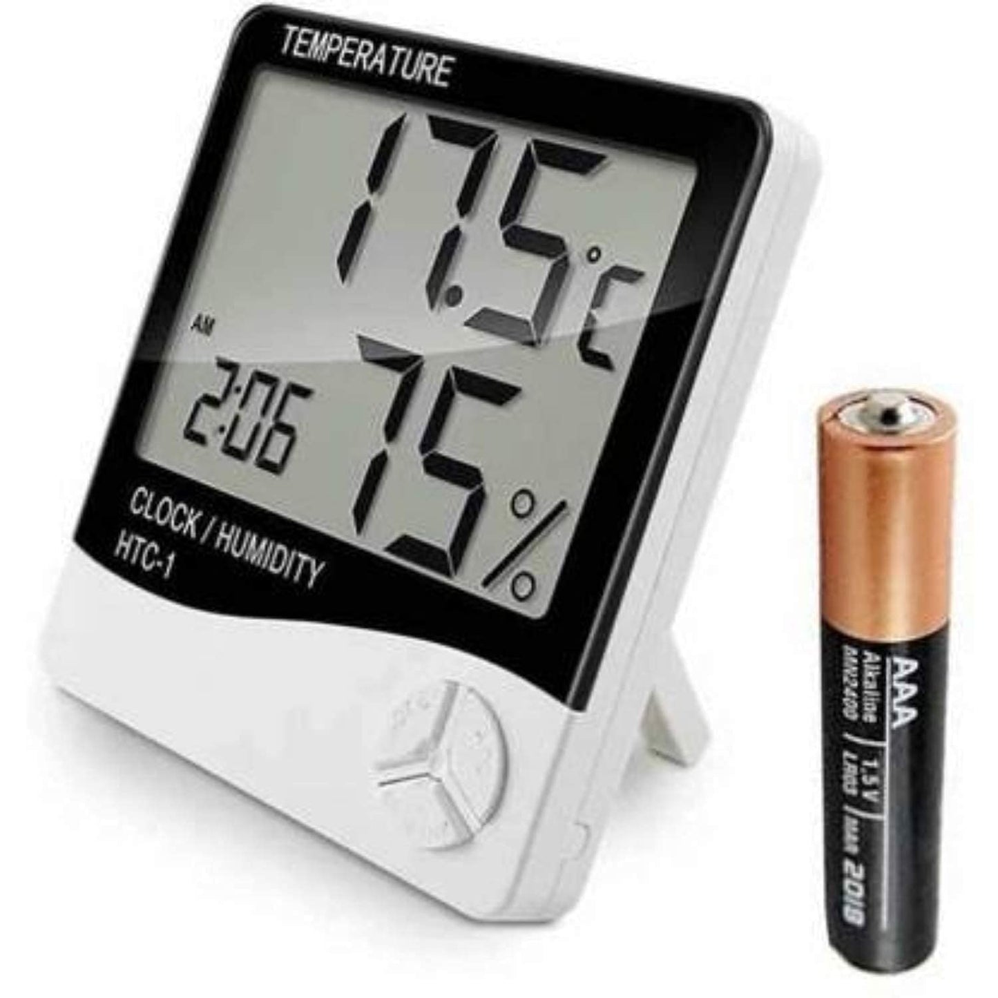 Digital Wall Clock with Temperature and Humidity Sensor - Silver