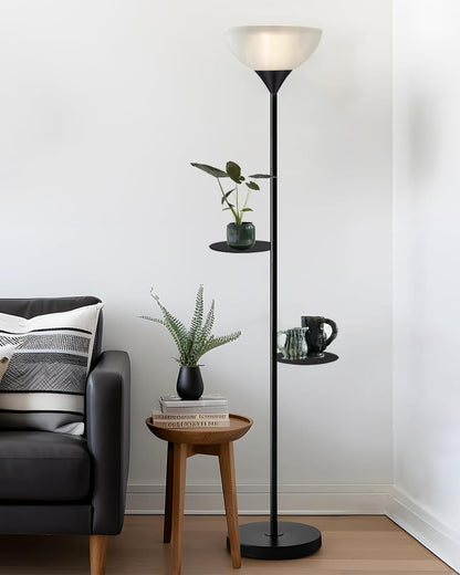 Modern Floor Lamp with Acrylic Shade - Black - 28x28x132 cm