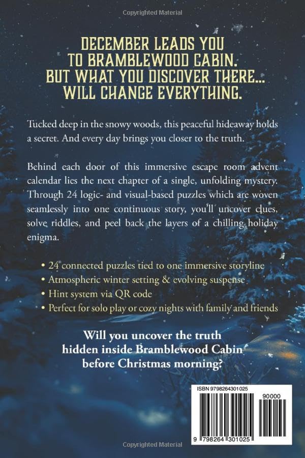 Mystery Escape Room Advent Calendar for Adults: 24 Secrets Are Hidden in Bramblewood Cabin. Will You Solve Them All Before Christmas?