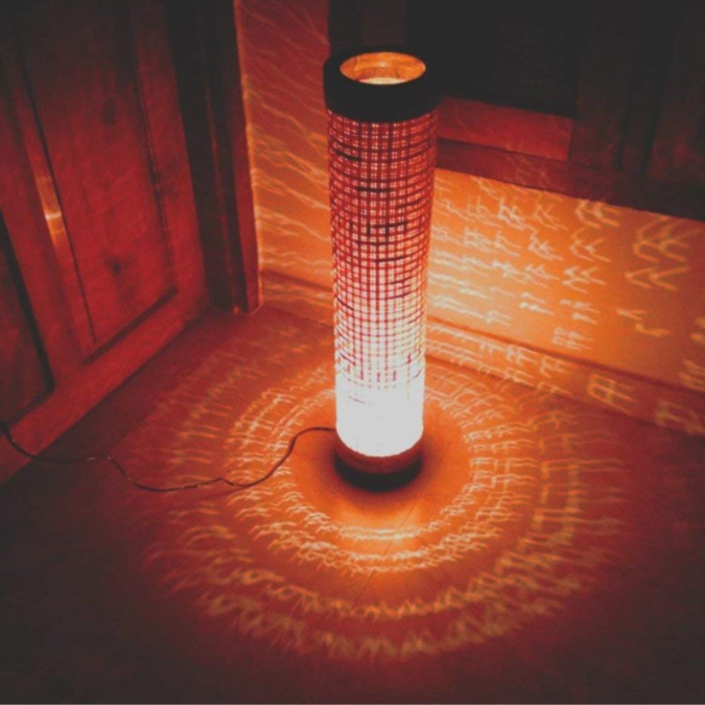 LED Floor Lamp Modern Bamboo Natural Brown 28 Inch