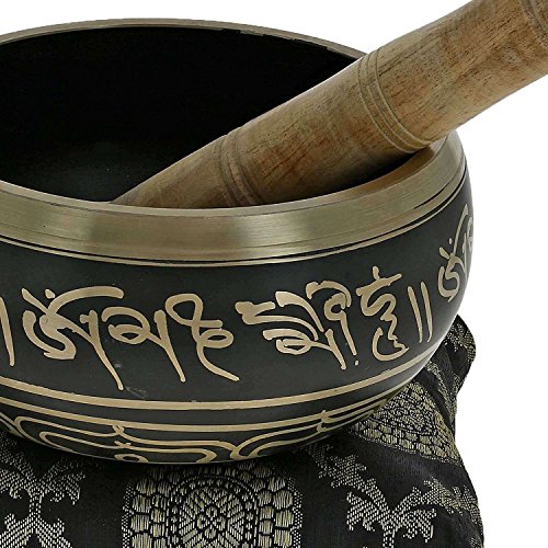 Singing Bowl Tibetan Design Black Metal 4.5 inches