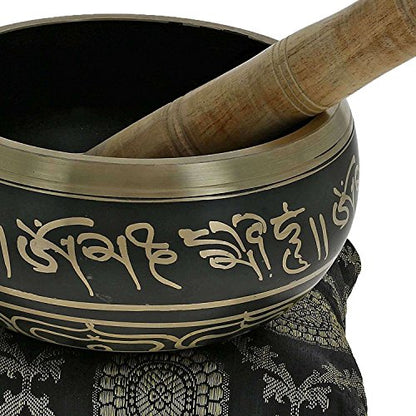 Singing Bowl Tibetan Design Black Metal 4.5 inches