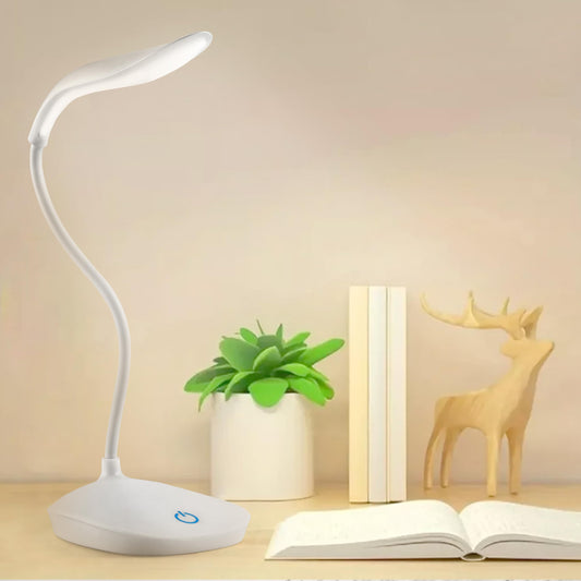 LED Table Lamp with 3 Brightness Levels - White - Rechargeable - Minimalist Design - Portable Study Light