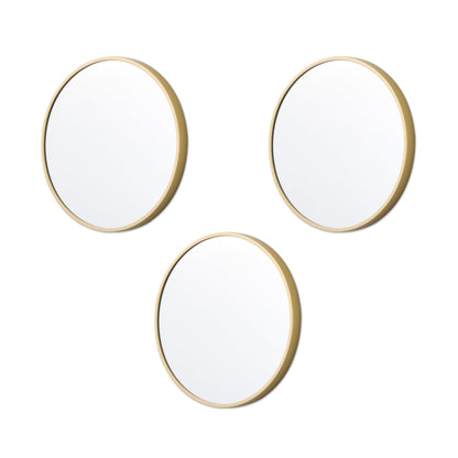 Round Wall Mirror - HD Clear Image - Gold - 16 Inch - Metal Frame - Easy Installation