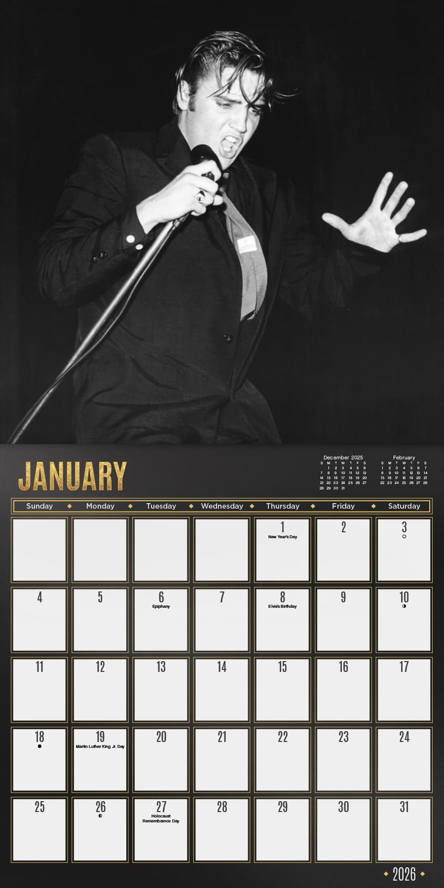 2026 Elvis Presley Wall Calendar