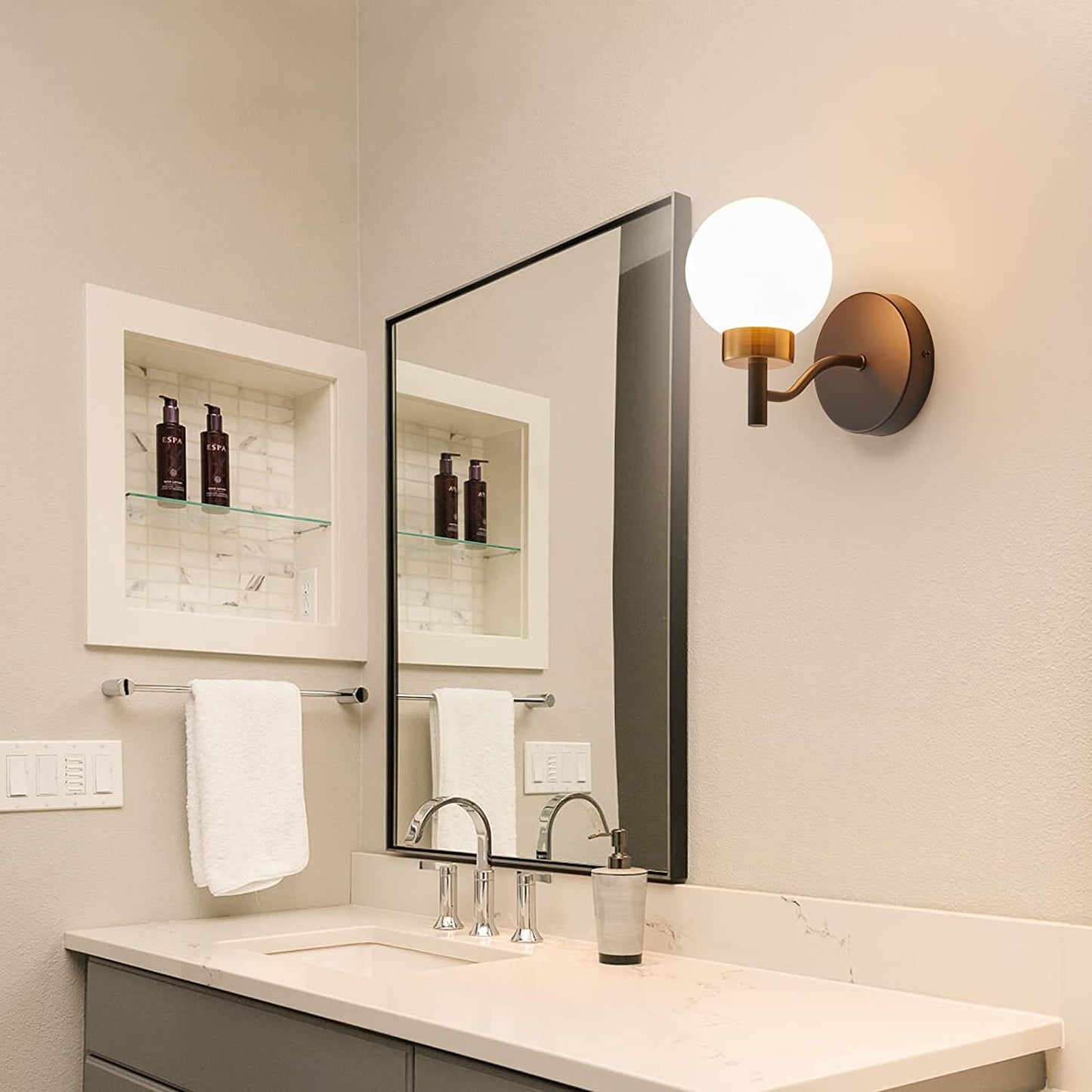 Wall Light Modern Decorative Gold Metal with Glass Shade E27 Holder 30cm