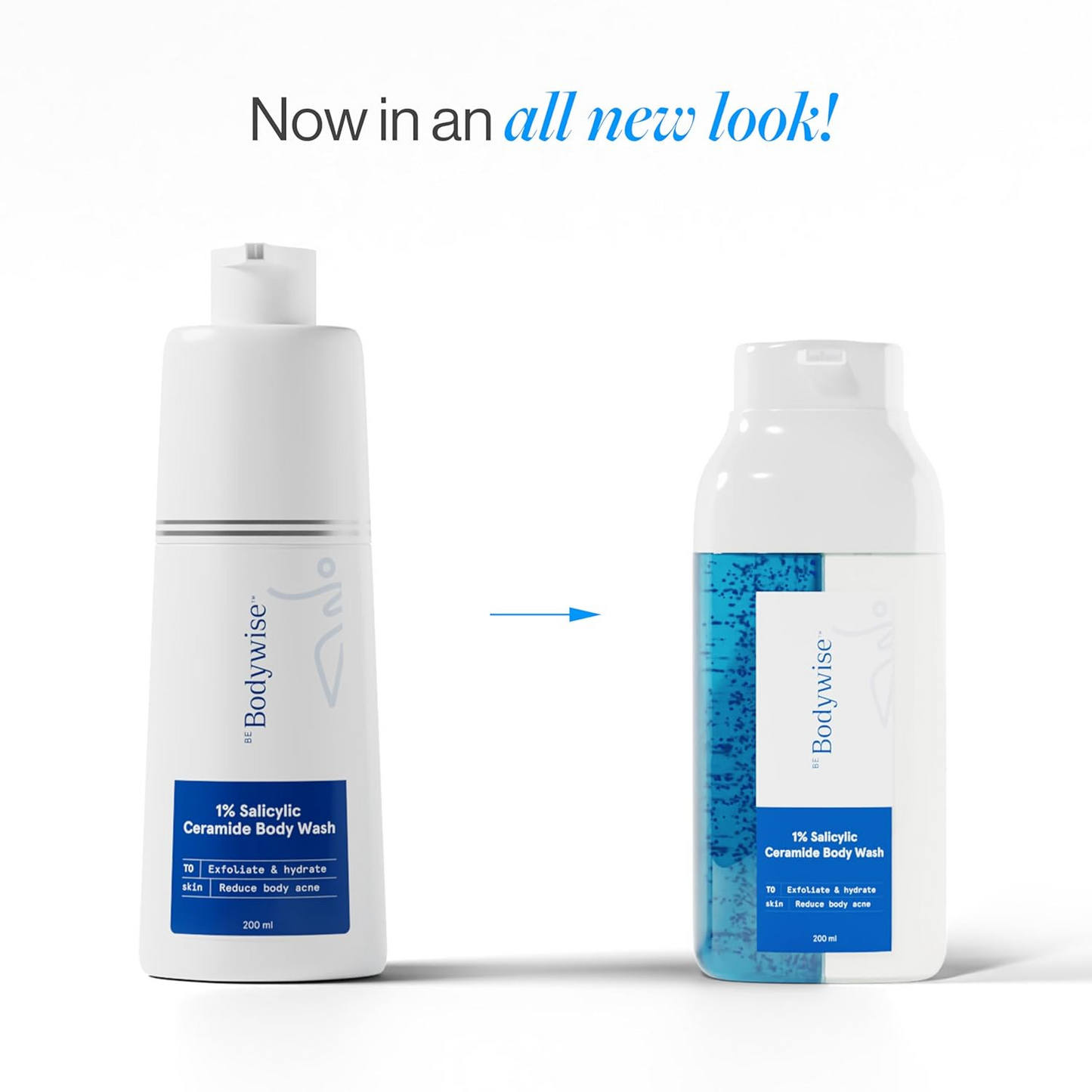 BeBodywise 1% Salicylic Ceramide Body Wash - Dual Pump 2in1 Body Wash - For Body Acne and Dry Skin